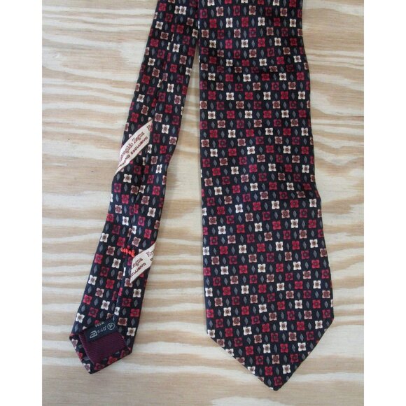 Ermenegildo Zegna Neck Tie Red Silk Floral Formal Business Designer - Picture 2 of 9